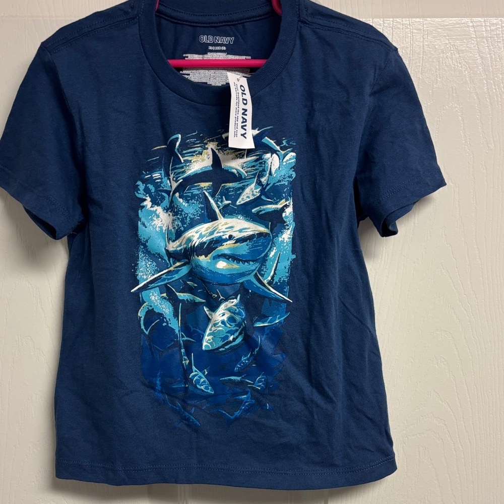 Old Navy Kids Shark Graphic Tee - Navy Blue